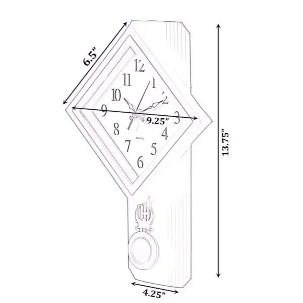 Wood-Look Pendulum Plastic Wall Clock Vintage For Living Room Kitchen Or Dining